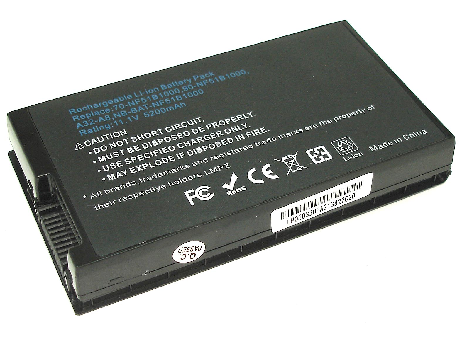 Аккумуляторная батарея A32-A8 для ноутбука Asus A8, F8, F50, F80 5200mAh OEM